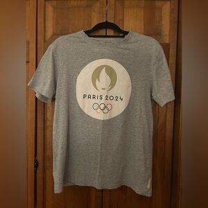 2024 Paris Summer Olympics Men's Sz L Sporty Grey/Silver Cotton Shirt